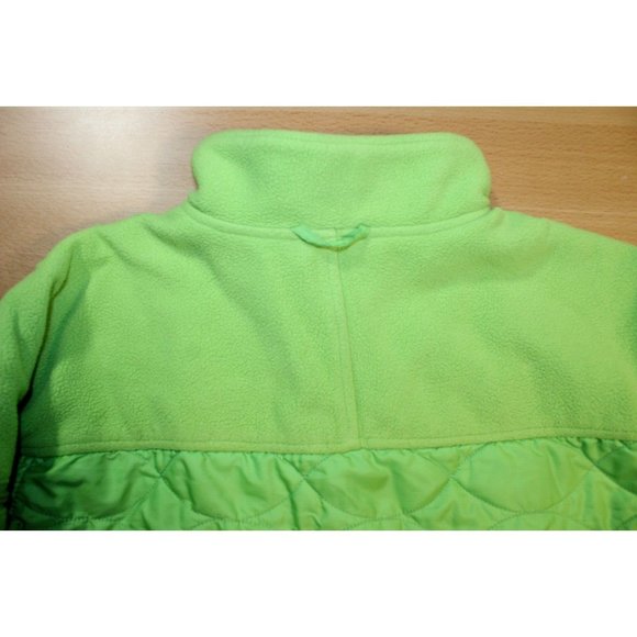 LL BEAN Jacket Unisex Kids sz Large 14-16 Lime Green Quilted Fleece Pockets - Picture 12 of 12